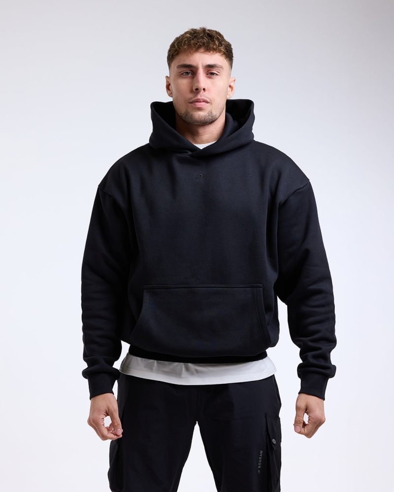 BOXRAW Mens Oversized Strike Hoodie Black 1