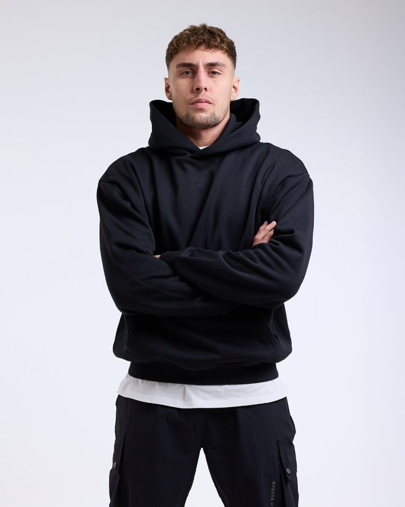 BOXRAW Mens Oversized Strike Hoodie Black 4