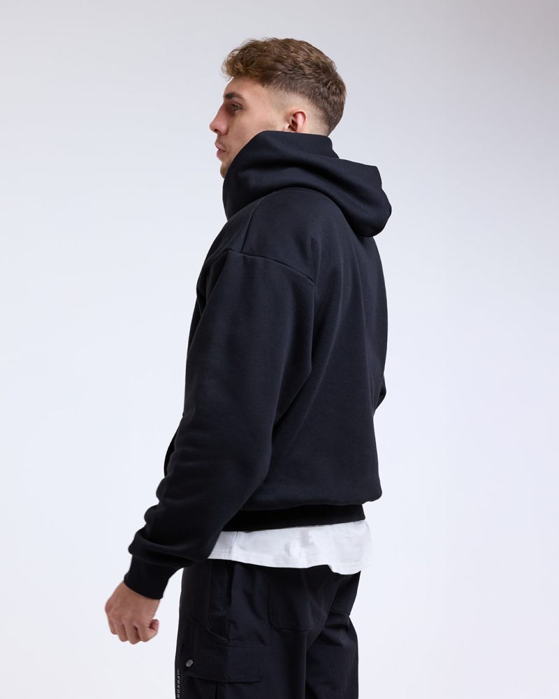 BOXRAW Mens Oversized Strike Hoodie Black 5