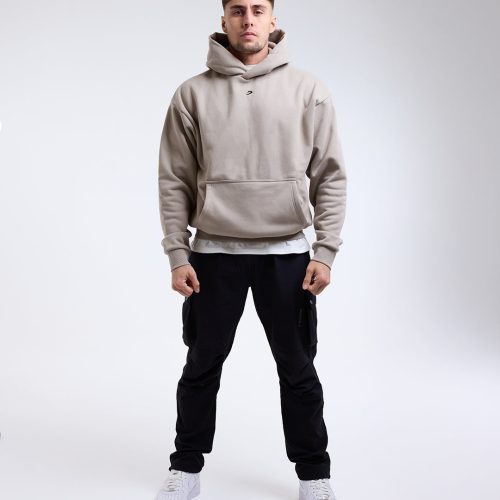 BOXRAW Mens Oversized Strike Hoodie Stone 2