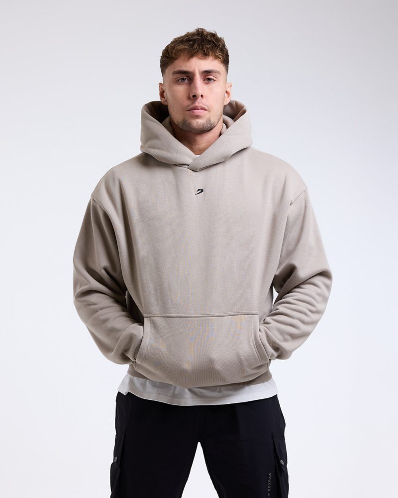 BOXRAW Mens Oversized Strike Hoodie Stone 3