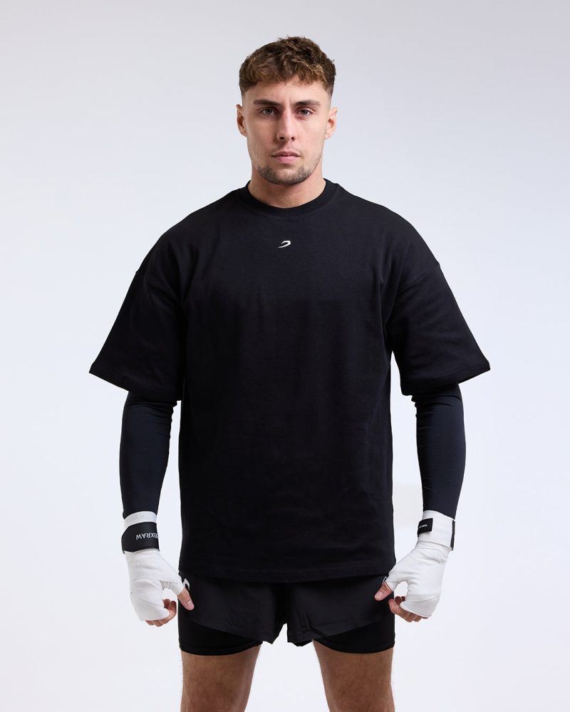 BOXRAW Mens Oversized Strike Tshirt Black 1