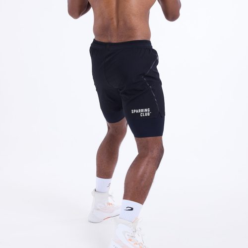 BOXRAW Mens Sparring Club 2in1 Shorts Black 1