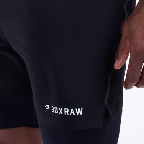 BOXRAW Mens Sparring Club 2in1 Shorts Black 6