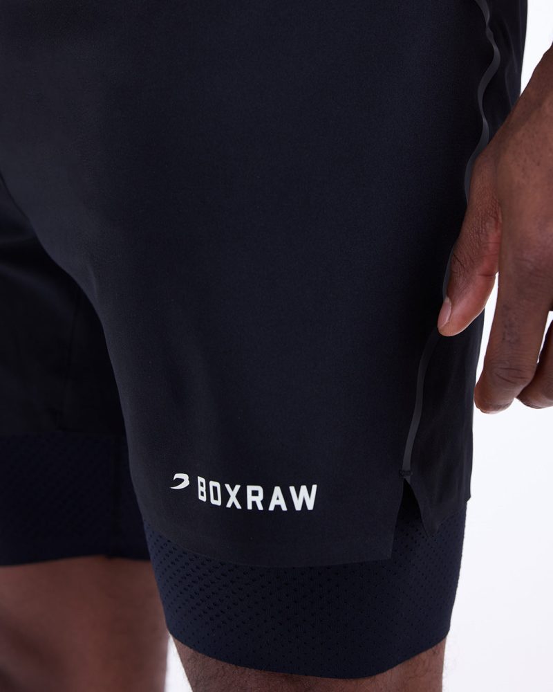 BOXRAW Mens Sparring Club 2in1 Shorts Black 6